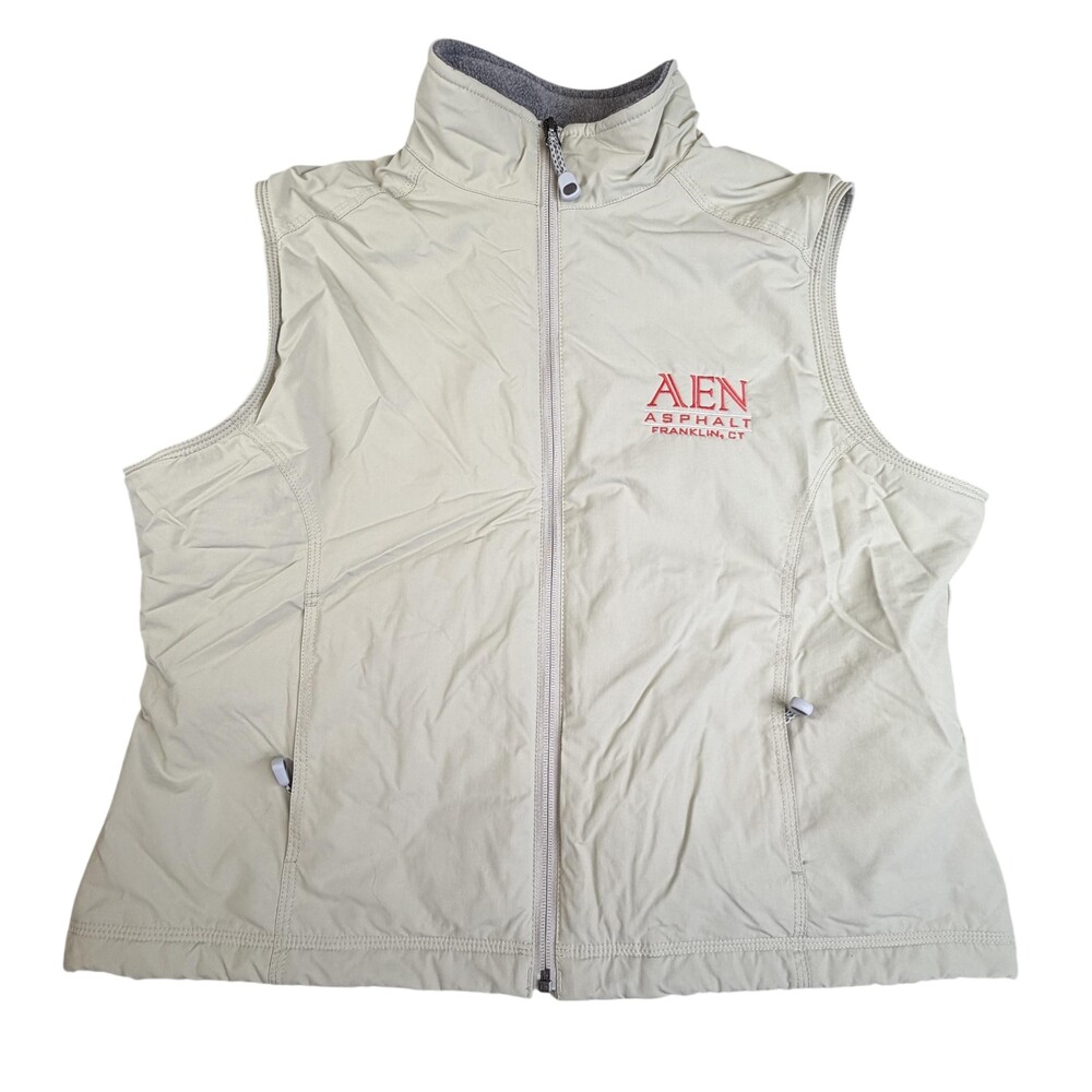 L.L.Bean Vest Womens XL Beige Softshell Fleece Lined Full Zip Pockets Outdoor